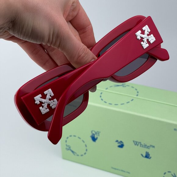 Off-White CARRARA 507 BRAND NEW Sunglasses Red Dark Grey Unisex Rectangular - Picture 3 of 11